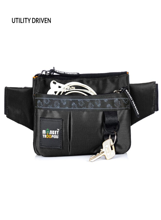 MONKEY TROOPERS Pockit Waist Bag, Crossbody, Chest Bag for Men Women Girls Boys, Lightweight, Durable, Travel, Hikking, Casual, Dailyuse, Water Resistant (Black) - Image 4
